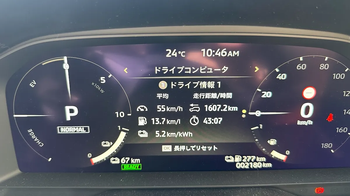 アウトランダーPHEVロングドライブ1600km燃費