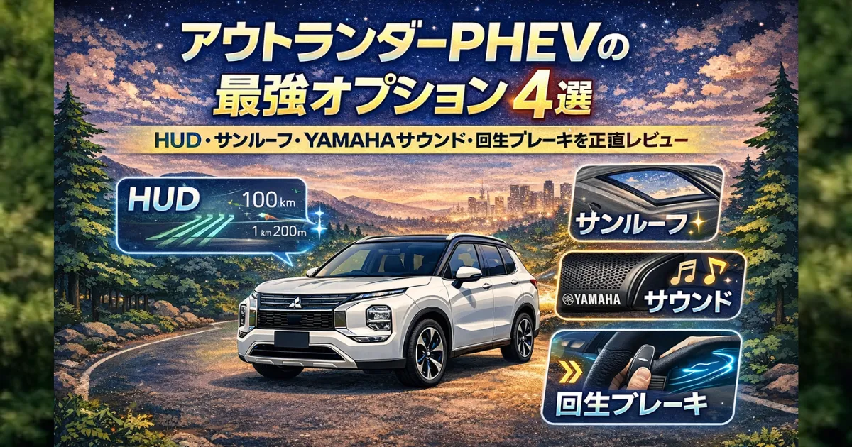 アウトランダーPHEV P ExecutiveのHUD・パノラマサンルーフ・YAMAHAサウンド・回生ブレーキを正直レビュー。