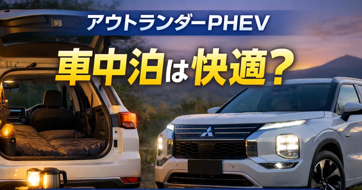 アウトランダーPHEVは車中泊できるのか？実際に車中泊して分かった寝心地・静音性・電源性能・注意点をリアルに解説。