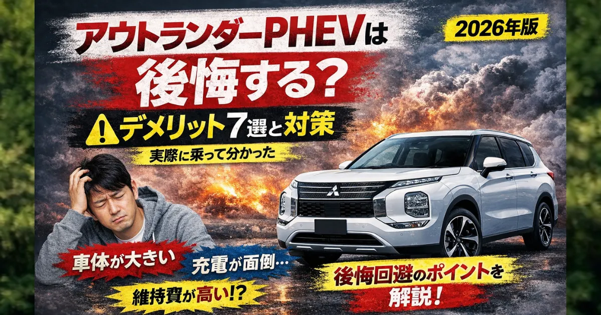 アウトランダーPHEVは後悔する？実際に乗って分かったデメリット7選と対策【2026年版】