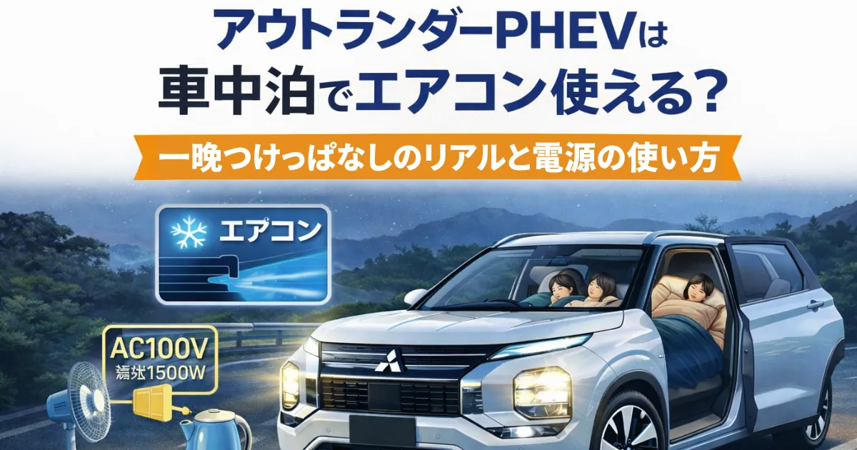 アウトランダーPHEVで車中泊する際にエアコンは使えるのか？