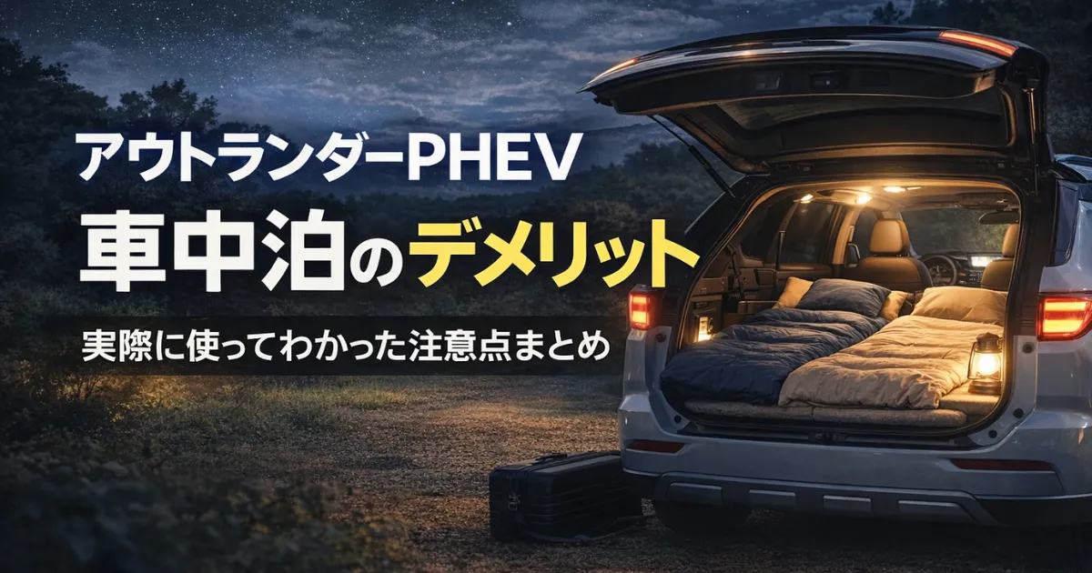 アウトランダーPHEVで車中泊して分かったデメリットと注意点を解説。