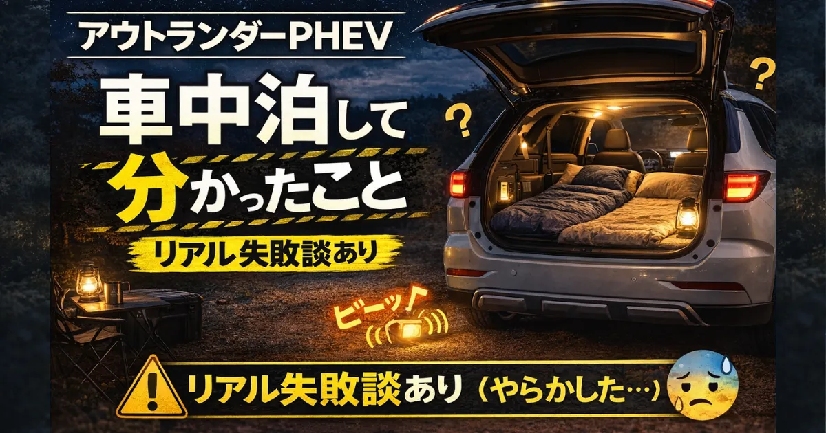 アウトランダーPHEVで実際に車中泊して分かったリアルな失敗談と対策を解説。