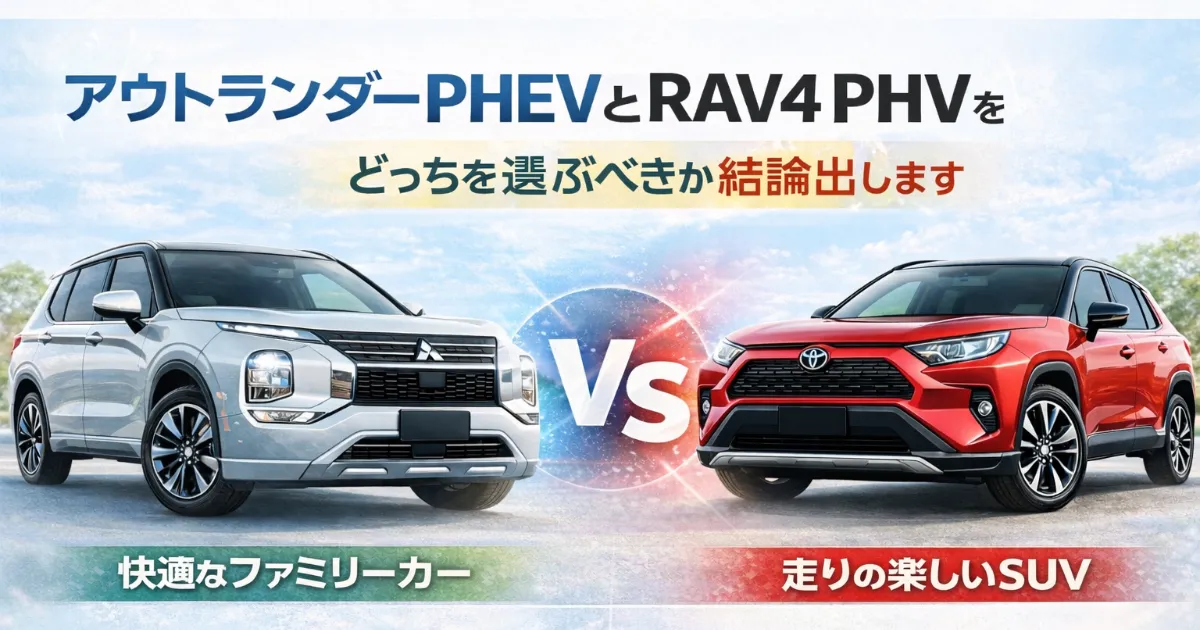アウトランダーPHEVとRAV4 PHVを価格・燃費・EV性能・室内空間・維持費まで徹底比較。